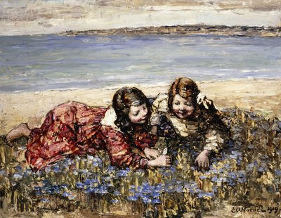 Gathering Flowers by the Seashore by Edward Atkinson Hornel