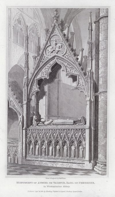 Monument of Aymer de Valence, Earl of Pembroke, in Westminster Abbey by Edward Blore