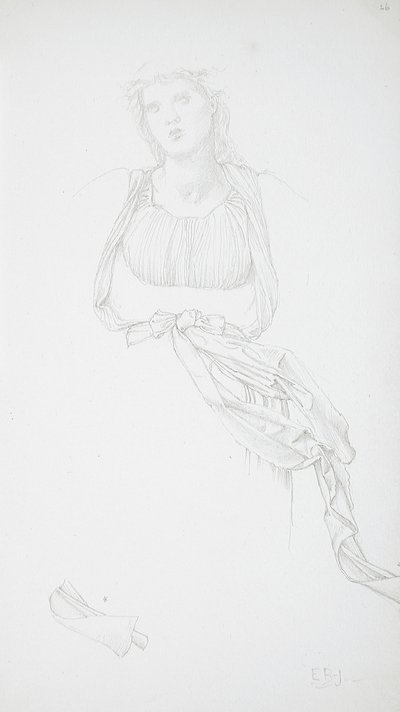 Female Torso and Drapery Study by Edward Burne-Jones