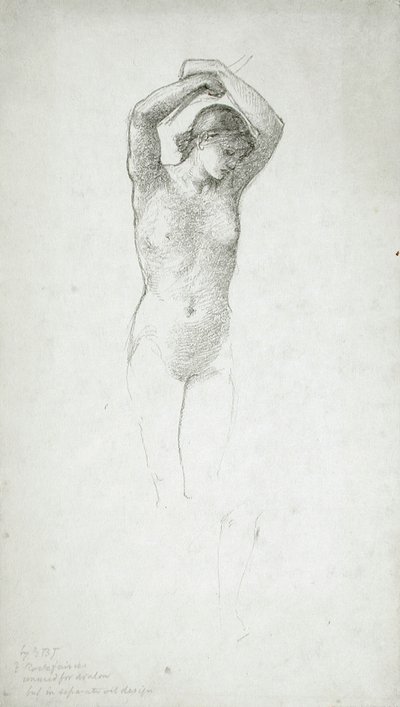 Standing Female Nude with Arms Raised by Edward Burne-Jones