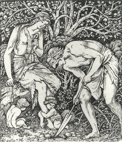 Adam and Eve (Labour: Whan Adam Delved and Eve Span, Who Was Then the Gentleman?) by Edward Coley (after) Burne Jones