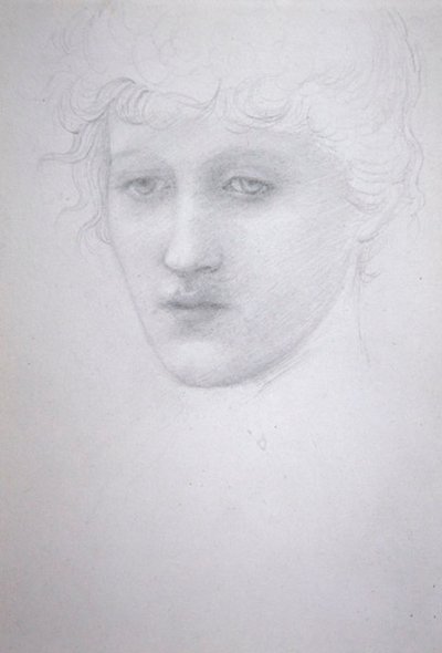 Study of Head of a Girl - Bessie Keane by Edward Coley Burne Jones