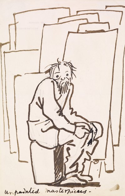 Unpainted Masterpieces (self-caricature) by Edward Coley Burne Jones