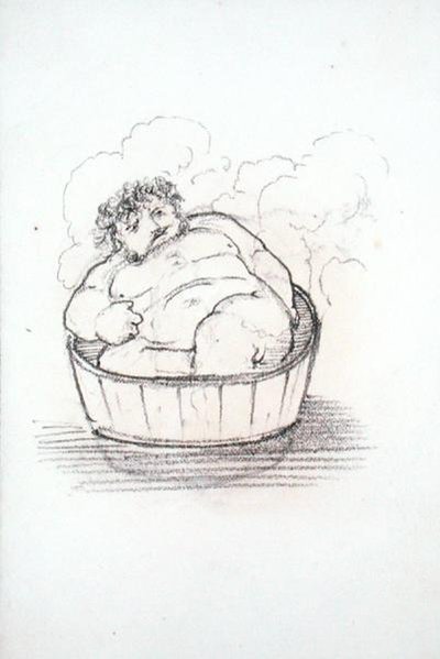 William Morris (1834-96) in a Bath Tub, from an Album of Drawings by Edward Coley Burne Jones