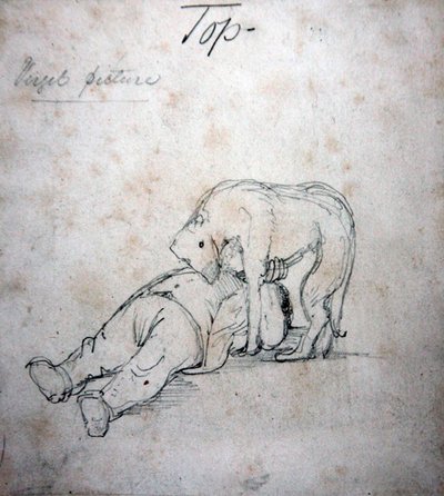 William Morris Playing with His Dog, c.1890 by Edward Coley Burne Jones