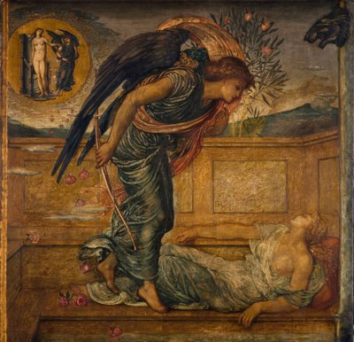 Cupid and Psyche - Palace Green Murals - Cupid Finding Psyche Asleep by a Fountain by Edward Burne Jones