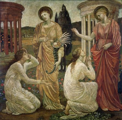 Cupid and Psyche - Palace Green Murals - Psyche at the Shrines of Juno and Ceres, 1881 by Edward Burne Jones