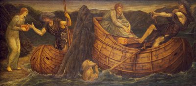 Cupid and Psyche - Palace Green Murals - Psyche Giving the Coin to the Ferryman of the Styx, 1881 by Edward Burne Jones
