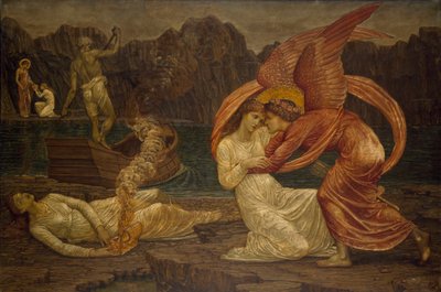 Cupid and Psyche - Palace Green Murals - Psyche Receiving the Casket from Proserpine by Edward Burne Jones