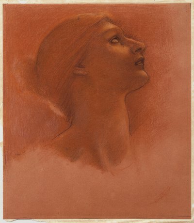 Study of the head of a girl, looking up to the right by Edward Burne Jones