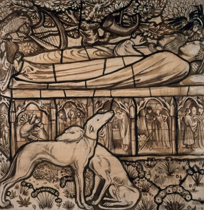 The Tomb of Tristram and Iseult (Cartoon for Stained Glass) by Edward Burne Jones