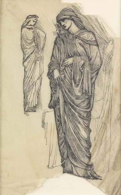 Two Studies of a Lady in a Long Flowing Garment by Edward Burne Jones