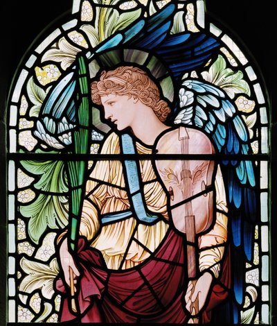 The Minstrel Angel, Angel Musician (detail) by Edward Coley and Dearle Burne Jones