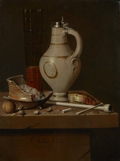 Still Life with Smoking Utensils and Beer Mug, 1664 by Edward Collier