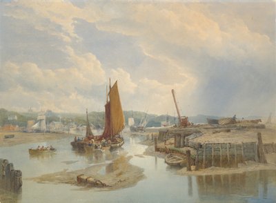 A Town on an Estuary at Low Tide by Edward Duncan