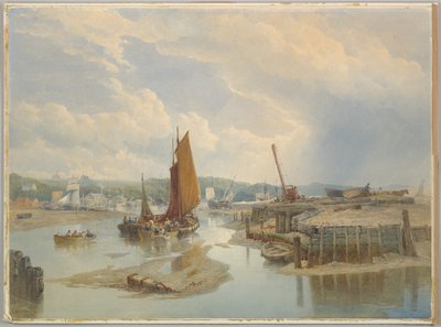 A Town on an Estuary at Low Tide by Edward Duncan