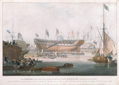 Launch of the Edinburgh at Blackwall, November 9, 1825 by Edward Duncan