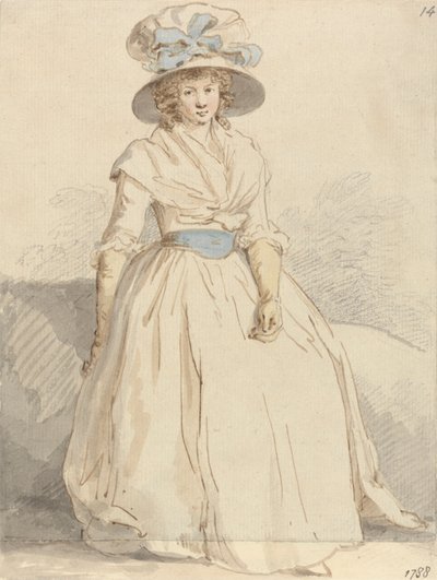 A Young Lady Seated Wearing a White Dress by Edward Edwards