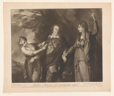 Portrait of David Garrick between Personifications of Comedy and Tragedy by Edward Fisher