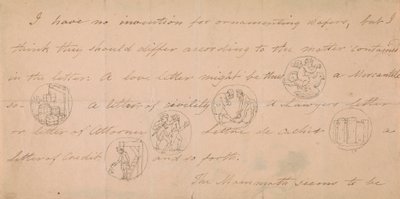 Letter with Designs for Signets by Edward Francis Burney