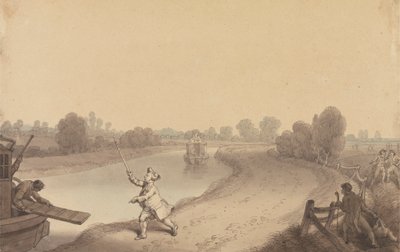 Paddington Canal: The Junction at Wormwood Scrubbs, with a Passenger Hailing the Uxbridge Passage Boat by Edward Francis Burney