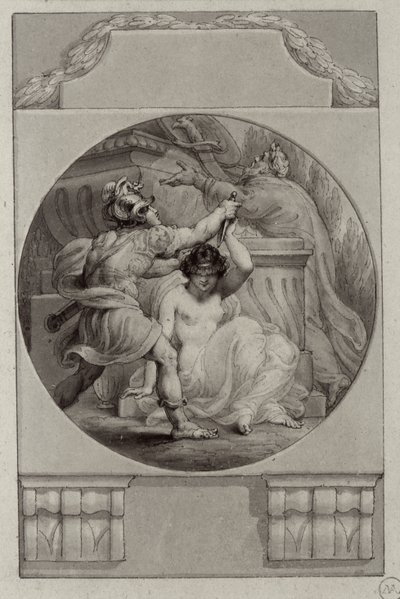 Warrior sacrificing a young woman by Edward Francis Burney