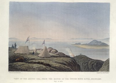 View of the Arctic sea, from the mouth of the Coppermine River, Midnight, July 20 by Edward Francis Finden