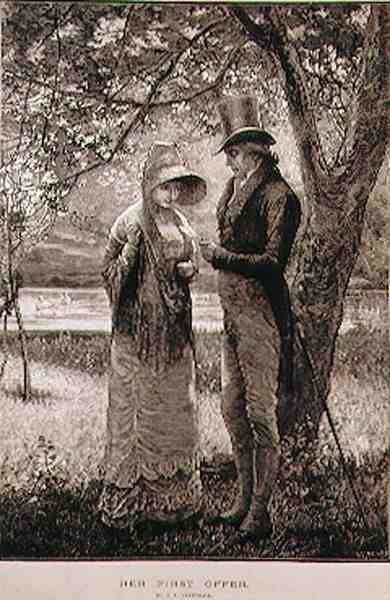 Her First Offer, Engraved by W. I. Mosses, from The Illustrated London News by Edward Frederick after Brewtnall