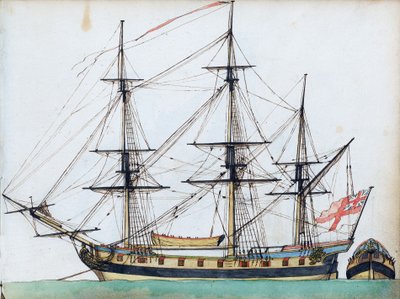 British Ship of 20 Guns, Showing Rigging and a Ship