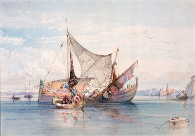 Boats on a North Italian Lake by Edward Harper
