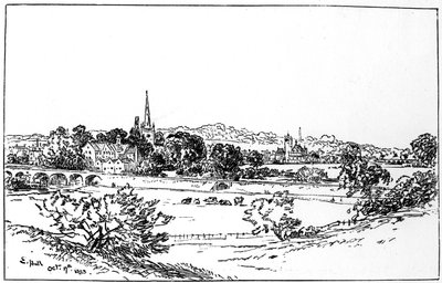 Stratford-upon-Avon, Warwickshire, as seen from the southeast, 1885 by Edward Hull