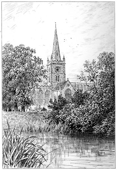 Stratford Church as Seen from the River, Stratford-upon-Avon, Warwickshire, 1885 by Edward Hull
