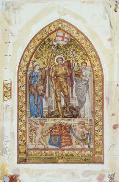Design for the St George Mosaic with Marginal studies, 1869 by Edward John Poynter