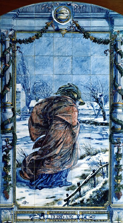 February, from a Series of Tile Panels for the Dutch Kitchen by Edward John Poynter