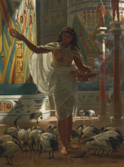 Feeding the Sacred Ibis in the Halls of Karnak by Edward John Poynter