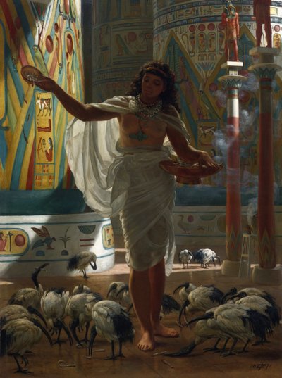 Feeding the Sacred Ibis in the Halls of Karnak by Edward John Poynter