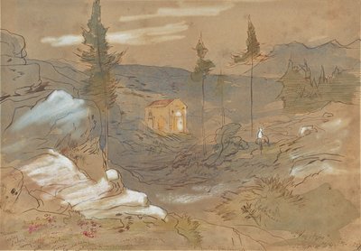 A Shrine near Khania, Crete, Greece by Edward Lear