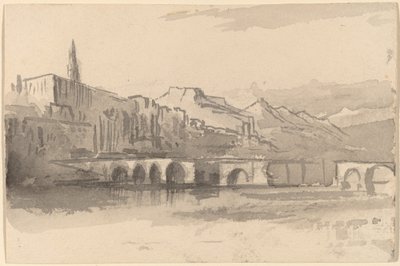 Bridge with Mountains in the Distance (Ventimiglia) by Edward Lear