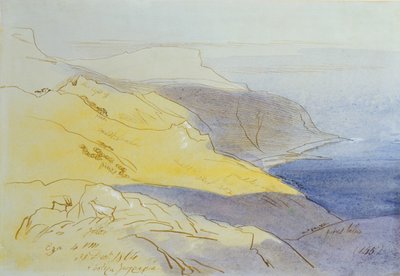 Coastal Landscape, Eza, 1864 by Edward Lear