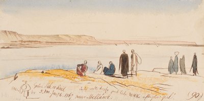 Gebel Shk. es Said, near Mellawi; 5:00 P.M., 6 Jan. 1867 (90) by Edward Lear