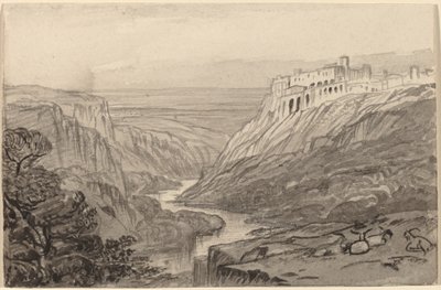 Goats Resting above a River Gorge, Narni, Italy, 1884-1885 by Edward Lear