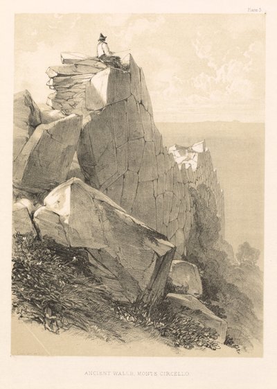 Illustrated Excursion in Italy (vol. II): Ancient Walls, Monte Circello by Edward Lear