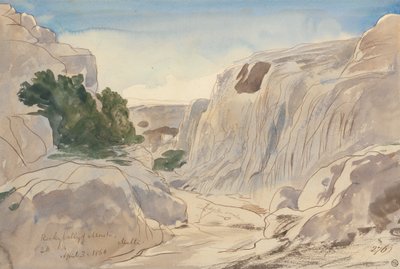 Rocky Valley of Mosta, Malta, 2:15 p.m. (April 3, 1866) by Edward Lear