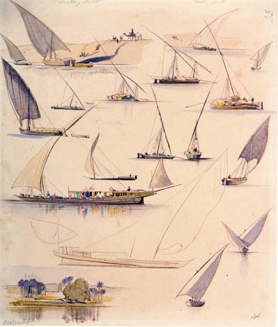 Studies of Various Egyptian Boats by Edward Lear