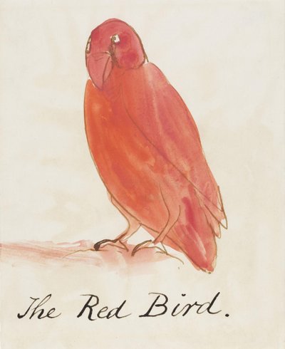 The Red Bird, from Sixteen Drawings of Comic Birds by Edward Lear