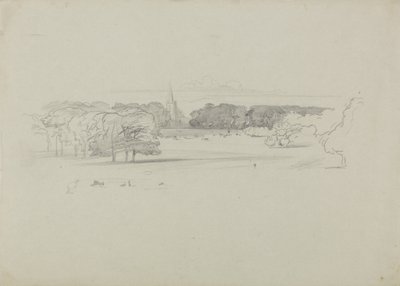 View across a Meadow to a Church, 1834 by Edward Lear