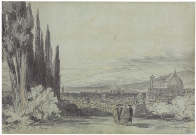 View of Florence with the Duomo in the distance by Edward Lear