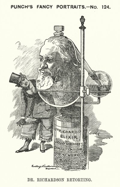 Punch cartoon: Benjamin Ward Richardson, English physician by Edward Linley (after) Sambourne