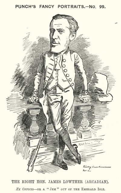Punch cartoon: James Lowther, English Conservative politician and sportsman by Edward Linley (after) Sambourne