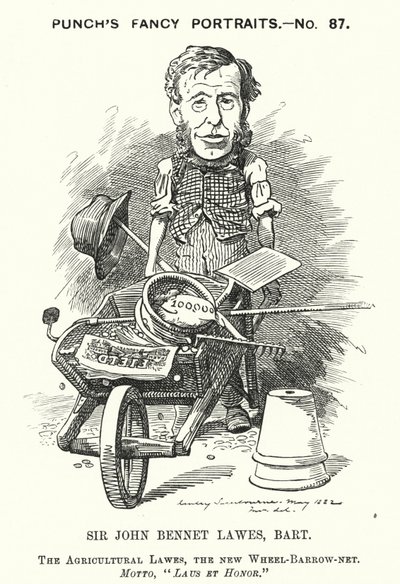 Punch cartoon: John Bennet Lawes, English entrepreneur and agricultural scientist by Edward Linley (after) Sambourne